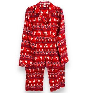 North Pole Trading Co. Mens Large Flannel Long Sleeve 2-pc. Llama Pajama Set